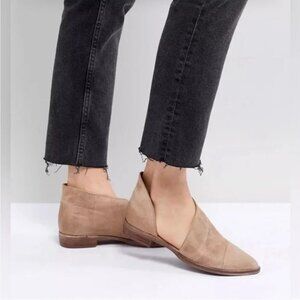 Free People Royale Flat D'Orsay Shoes Taupe Leather Size 37 US 7